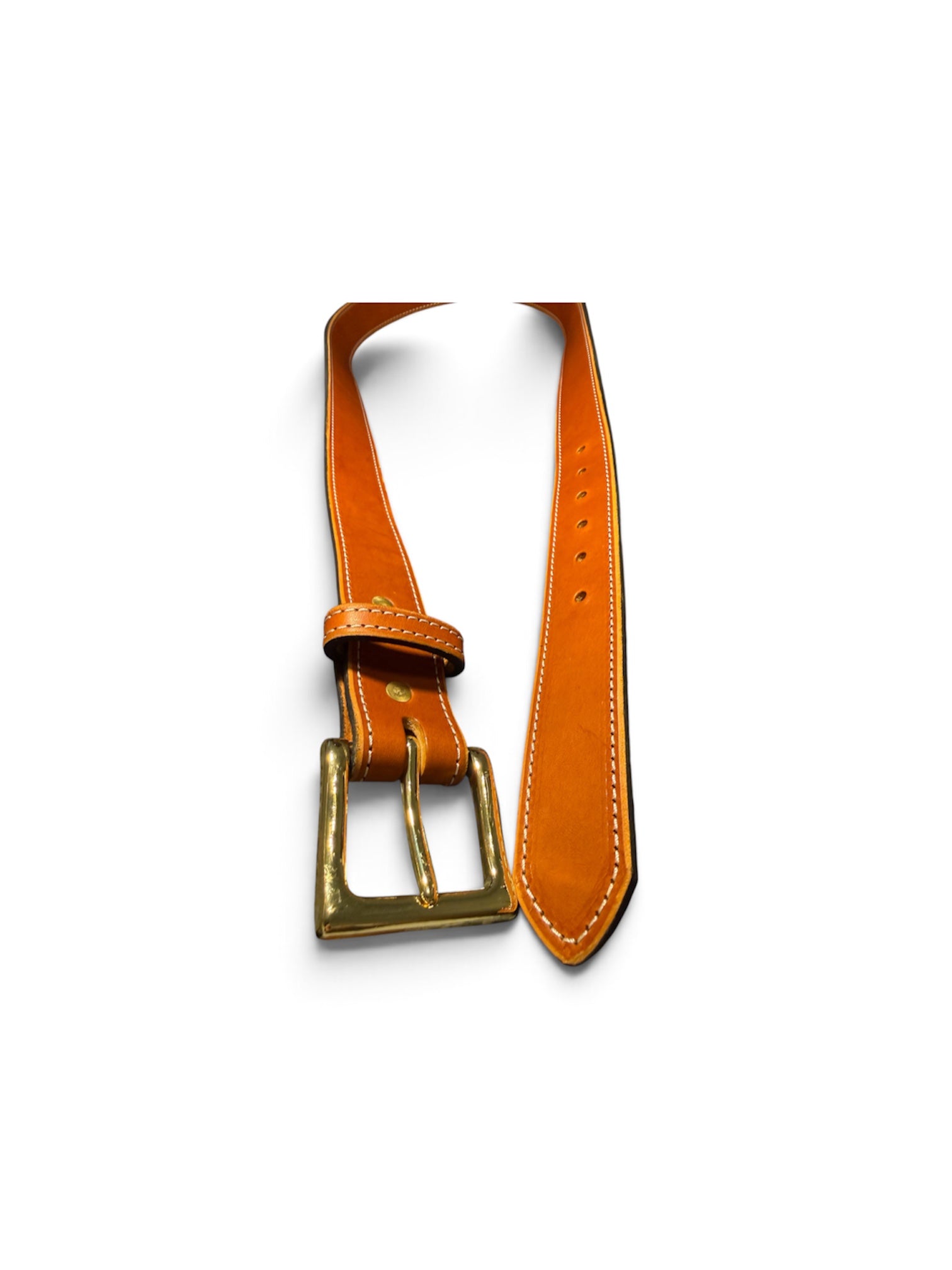 Saddle tan stitched belt